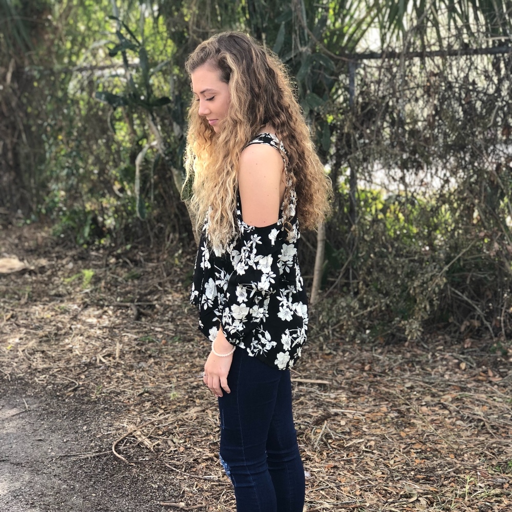 Floral Cold Shoulder Top